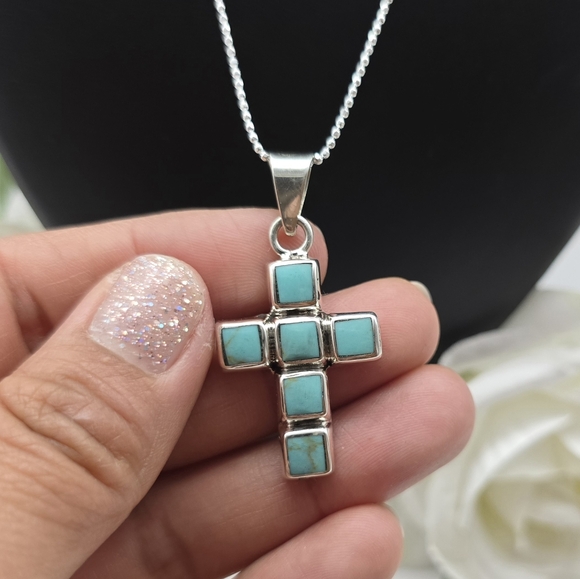 ❤️ MOSAIC CROSS STERLING SILVER NECKLACE - Picture 5 of 5